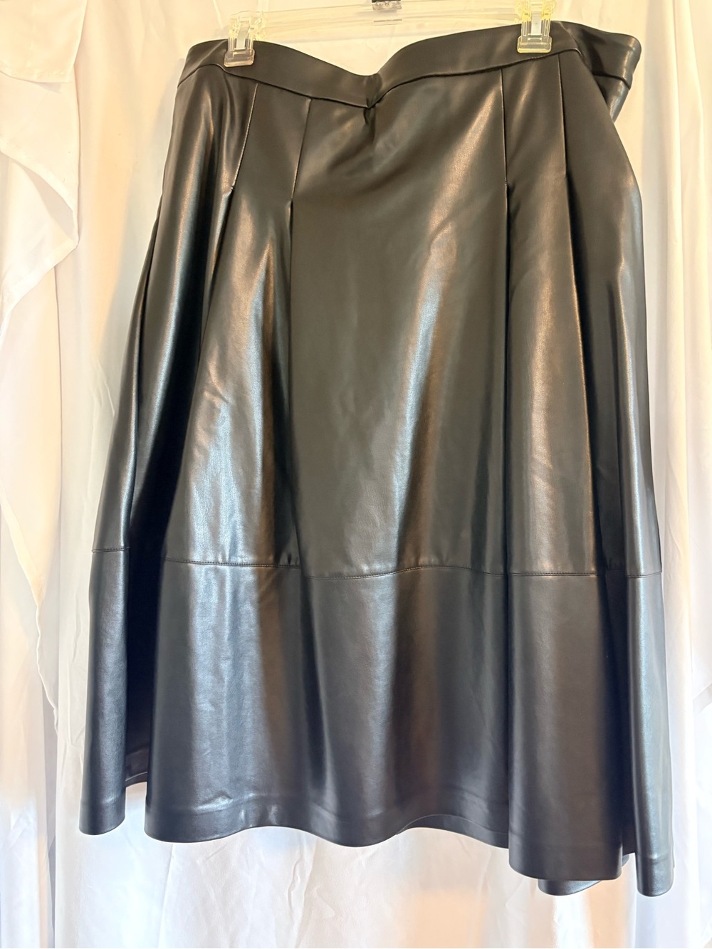 Eloquii Black Faux Leather Midi Skirt